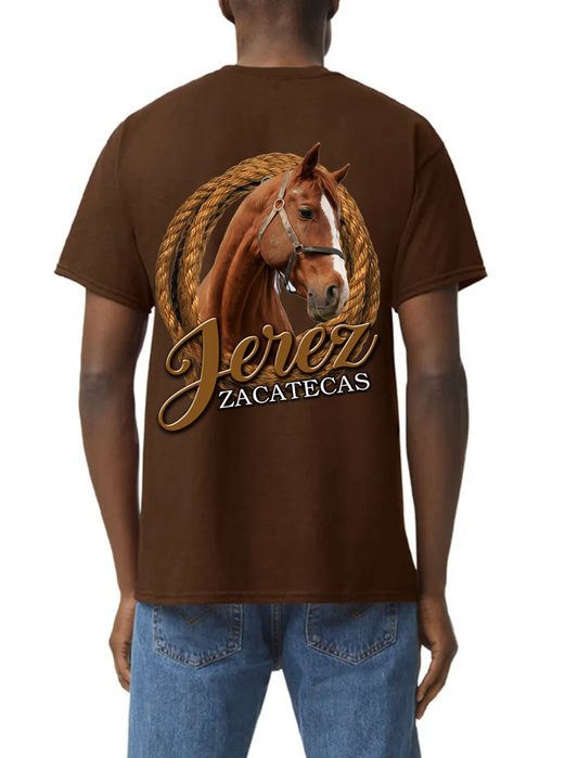 PLAYERA DE ALGODON CABALLO Y SOGA