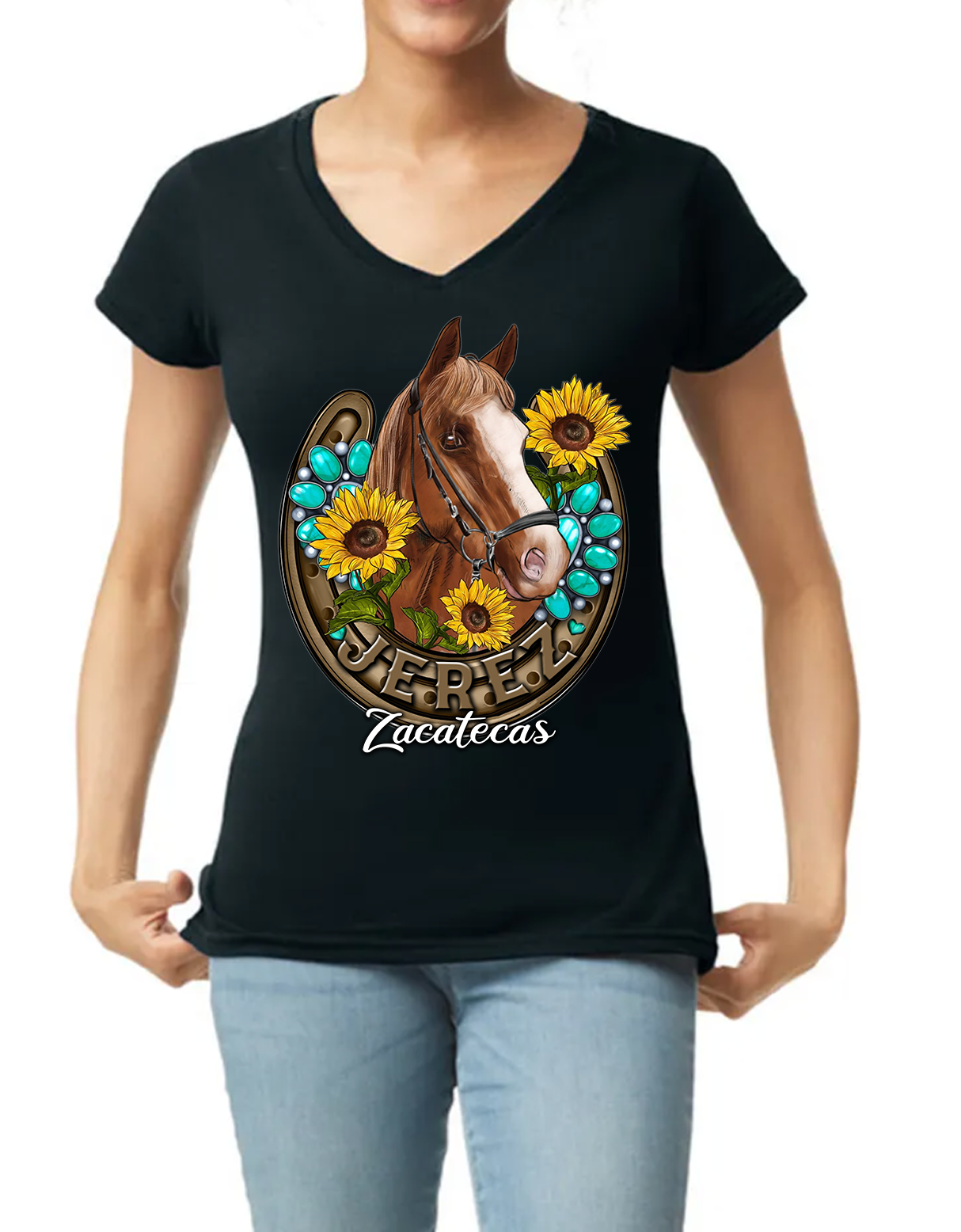 BLUSA ALGODON CABALLO CON GIRASOLES