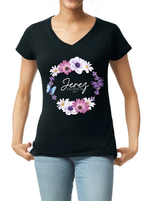 BLUSA ALGODON FLORES MORADAS