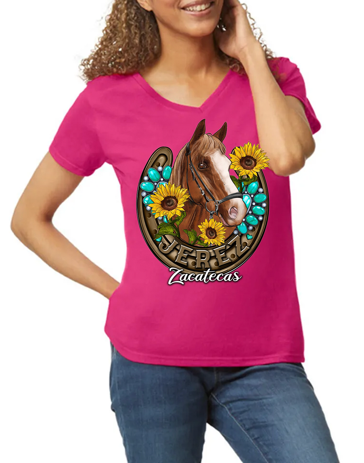 BLUSA ALGODON CABALLO CON GIRASOLES