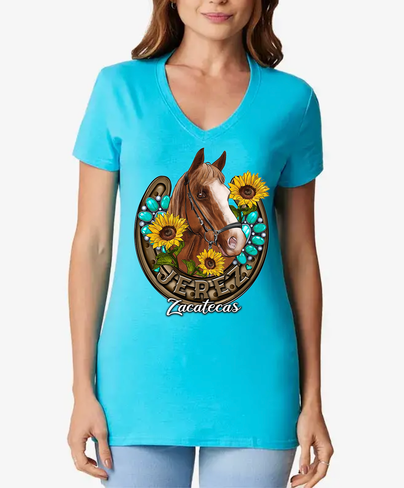 BLUSA ALGODON CABALLO CON GIRASOLES